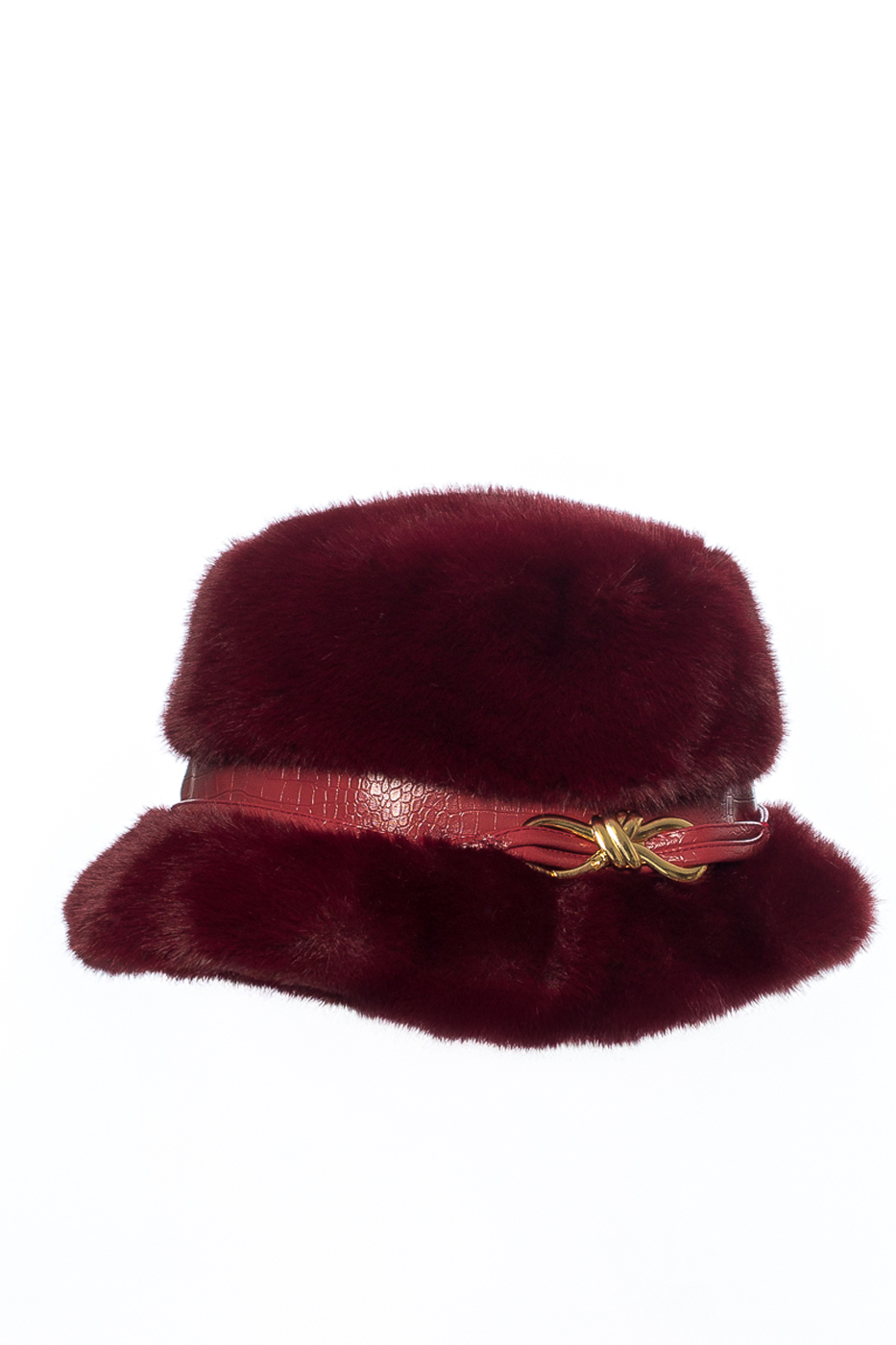 CLOCHE FAKE FUR CON LACCIO ECOPELLE, TG UNICA - BORDEAU